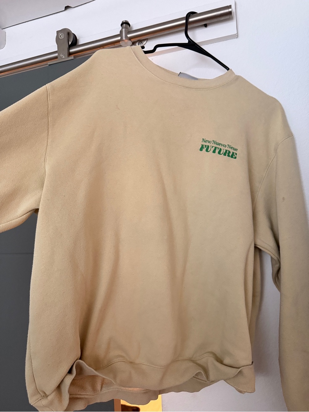 H&M Cream Crewneck Sweatshirt with Green "Future" Chest Print